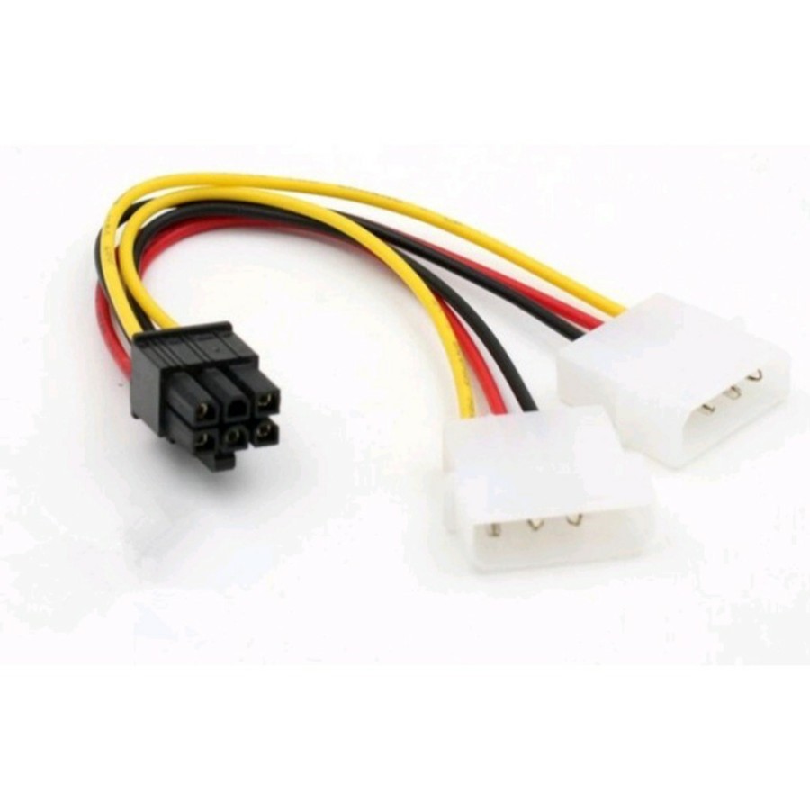 Kabel konektor Power VGA 6 pin 6 pin To 2 dual MOLEX 4 Pin