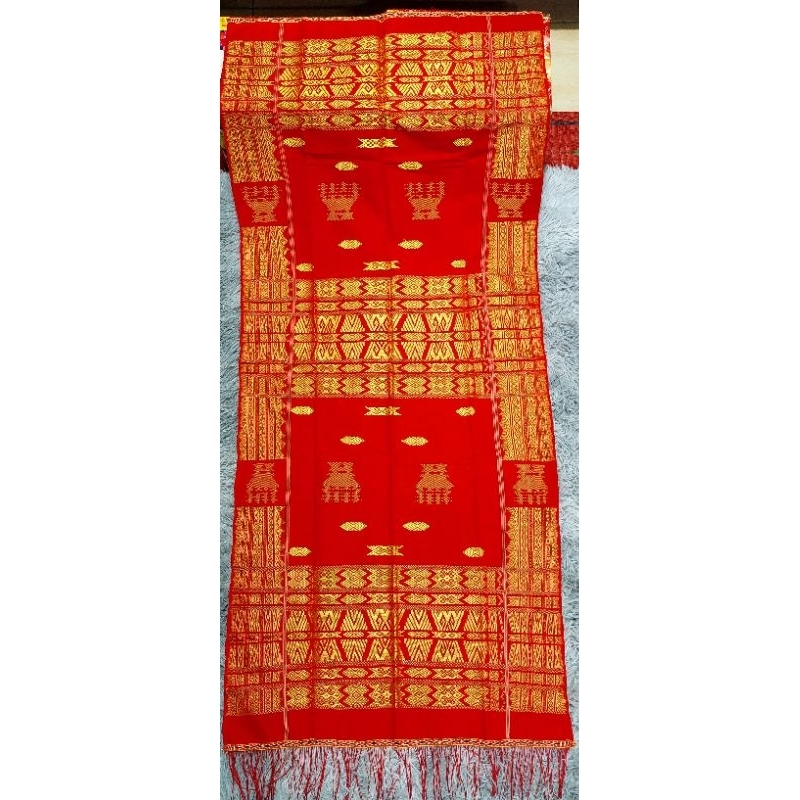 Uis nipes Full Sutra Ori Rumah Adat Benang Kristal Merah Pengantin