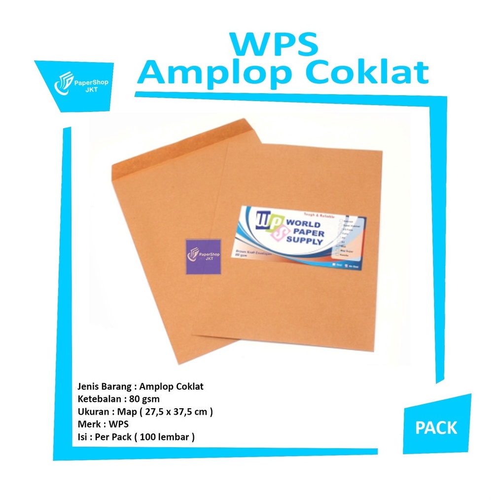 

WPS Amplop Coklat Ukuran Map Non Seal 275 x 375 cm Pack c N4U7