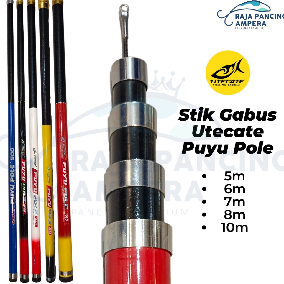 Tegek Utecate Puyu Pole  Stik Gabus Kaku Ring Tip Fiber Solid  Joran Next Master Pole Mancing Dudul 