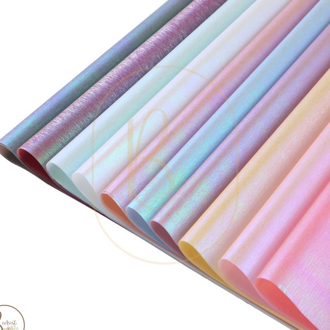 

KI3 5 LEMBAR Kertas Bunga Cellophane Bi Color Holographic Kombinasi Warna Gliter Dua Warna Flower Wrapping Paper Kertas Buket Bunga ZF