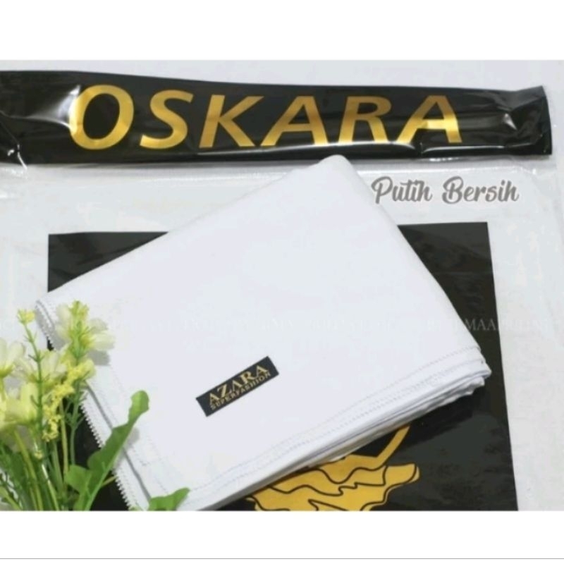 HIJAB SEGI EMPAT AZARA OSKARA VOAL PREMIUM POLOS PUTIH LASER CUT