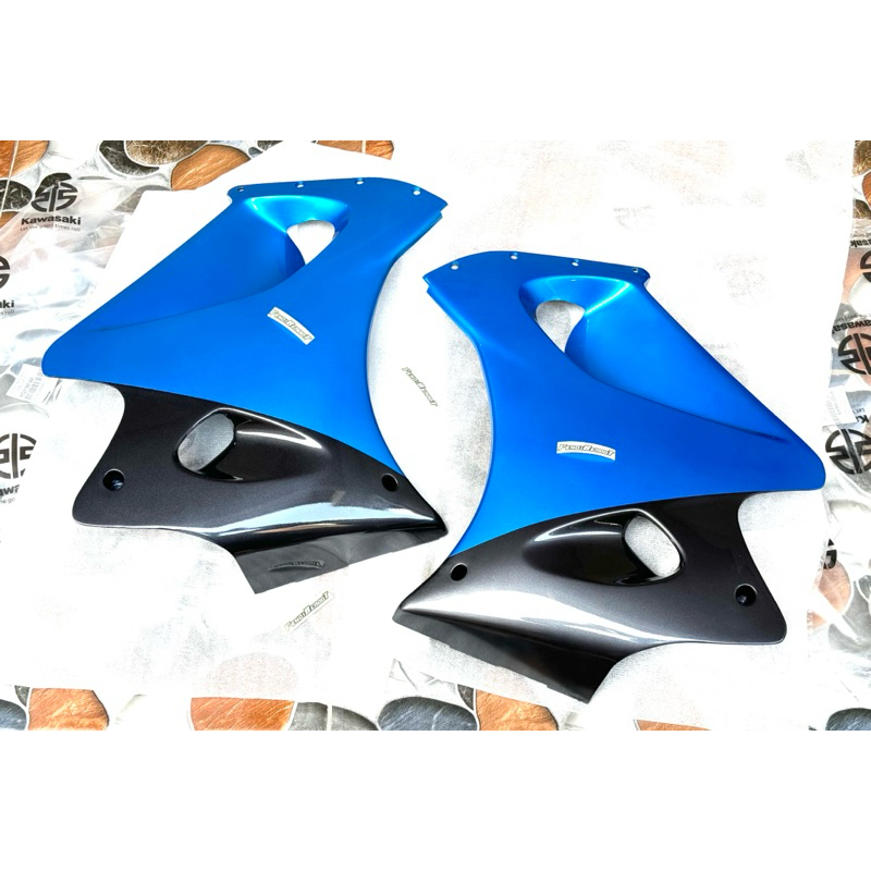 SEPASANG BODI BODY FAIRING BAWAH NINJA RR OLD ZX CBU BIRU ORIGINAL 55028-1356-606 55028-1357-606