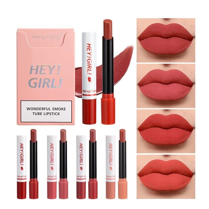 [4in1] 4 PCS LIPSTICK HENGFANG HEY GIRL LIPSTICK KOREA MATTE LIPSTICK TAHAN LAMA WATERPROOF Lipstick