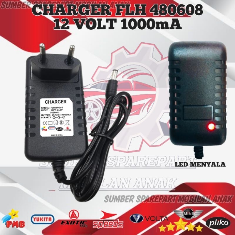 CHARGER 12VOLT MOTOR MAINAN ANAK MOBIL MOBILAN AKI 12VOLT CHARGER CASSAN RC PMB PLIKO YUKITA TOYS