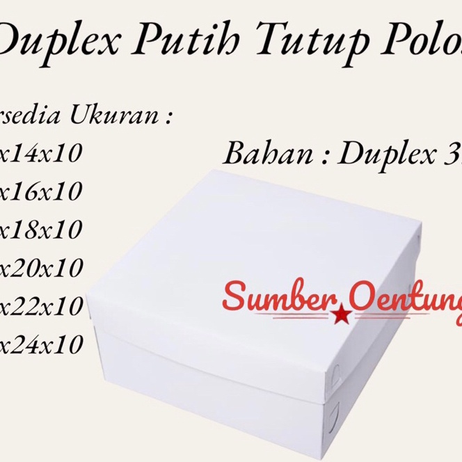 

Hematku 1PCS DUS DUPLEX PUTIH TUTUP POLOS TINGGI 1CM KARTON BOX KOTAK HAMPERS KUE