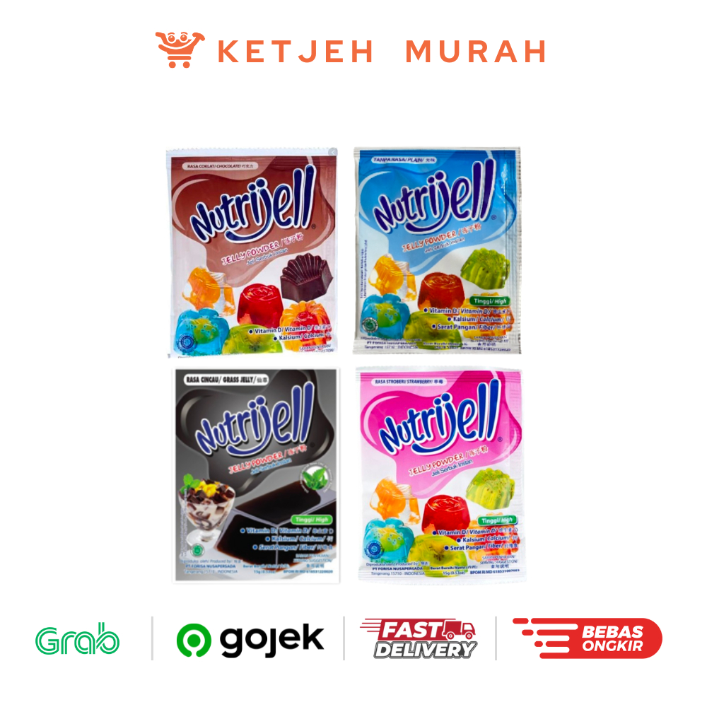 

Nutrijell Jelly Powder Instant Varian Rasa Plain / Coklat / Cincau / Stroberi 1 Pcs