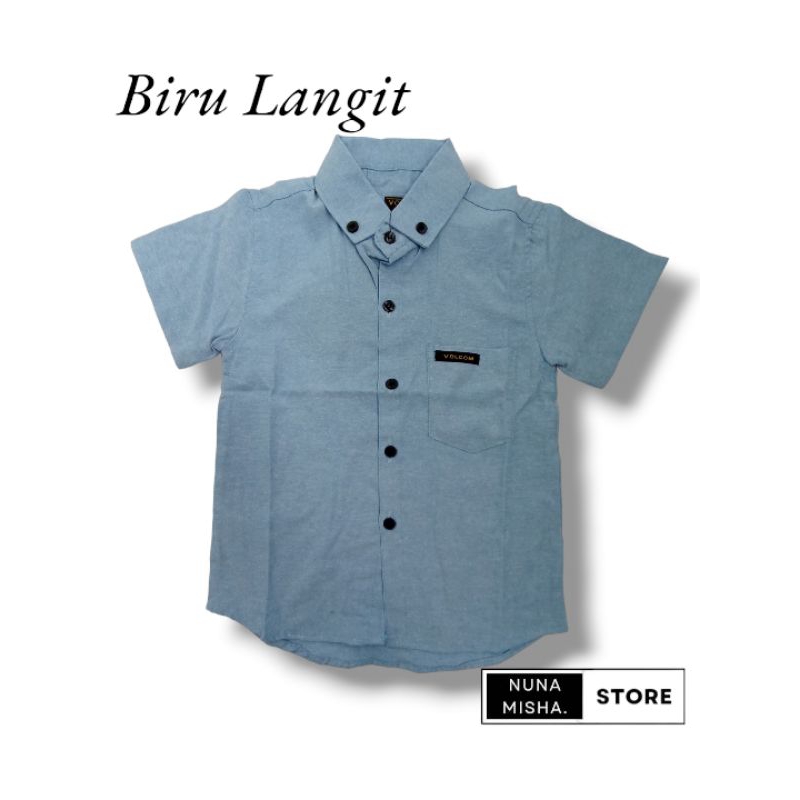 kemeja anak warna biru langit/kemeja polos bahan Oxford/katun berkualitas/baju anak murah