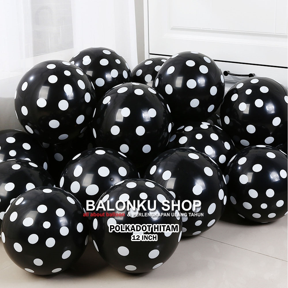 Balon Latex Polkadot Hitam