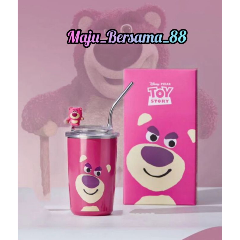Termos Lotso Tumbler Minum Lotso 500ML  Botol Minum Dengan Sedotan