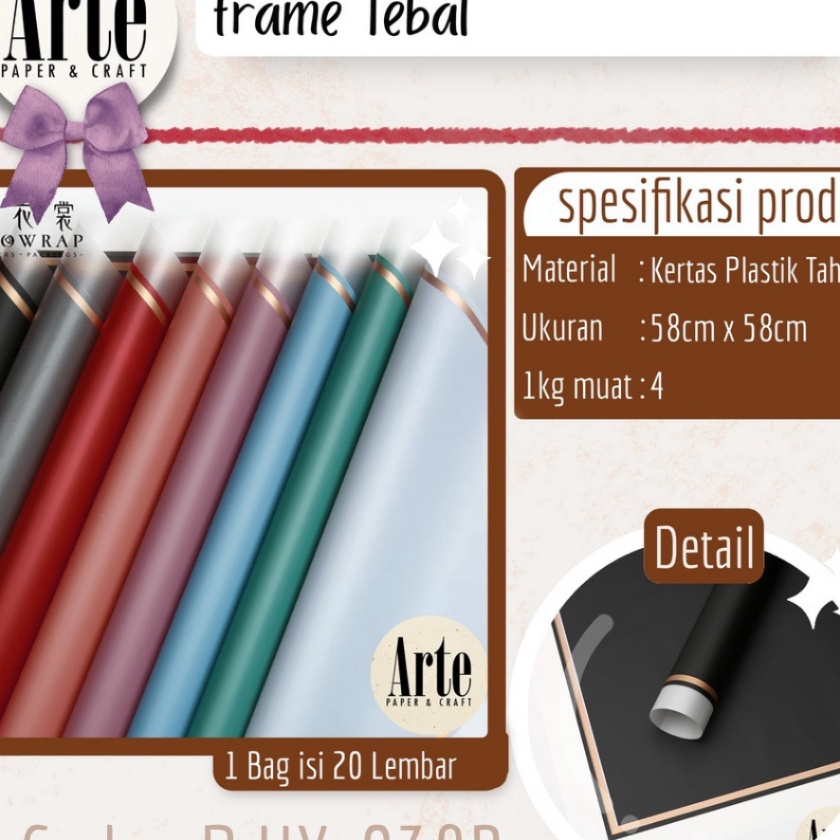

KF7 2 Lembar Cellophane Frame Bingkai Tebal Kertas Buket Korea Bunga Flower Wrapping Paper Kado Arte Grosir Jakarta PHX38B
