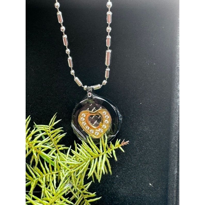 AURA HEART BLACK DIAMOND PENDANT MCI 100% ORI