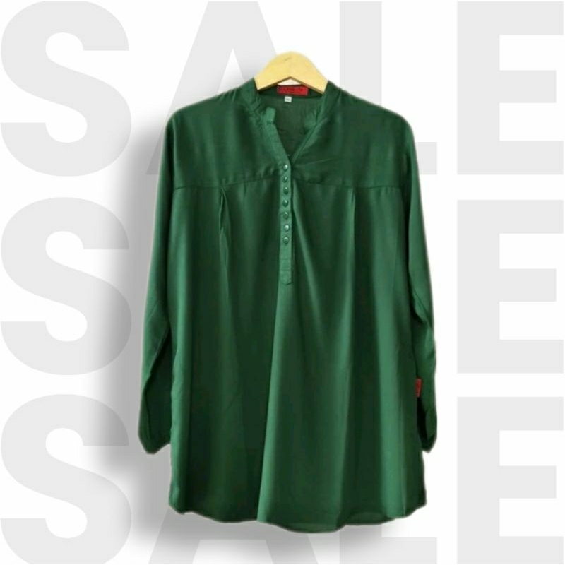 ATASAN POLOS PAKAIAN WANITA BLOUSE JUMBO WARNA HIJAU BOTOL