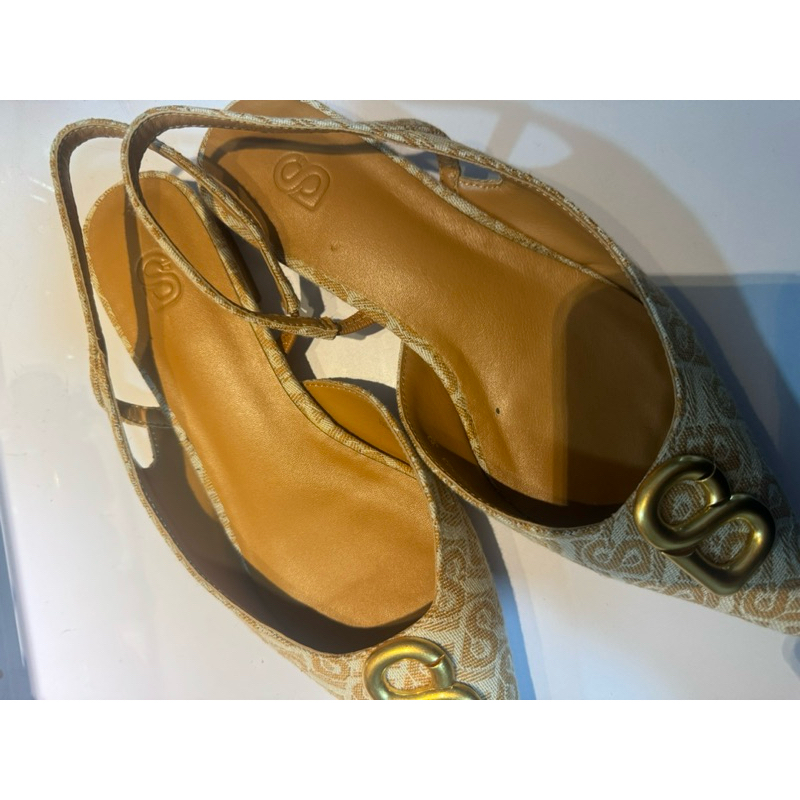 PRELOVED BUTTONSCAVES Bimu Slingback Shoes - Amber (39)