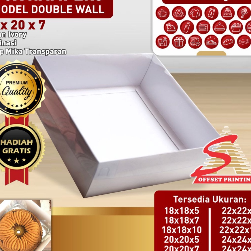 

HJ6 2 x 2 x 7 Box Hampers tutup mikabox dus kemasan PuddingSpikuMarmer cakecakelapis legit