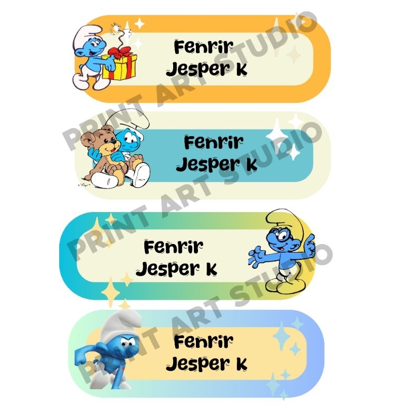 

SMURF.. LABEL STICKER NAMA TERMURAH