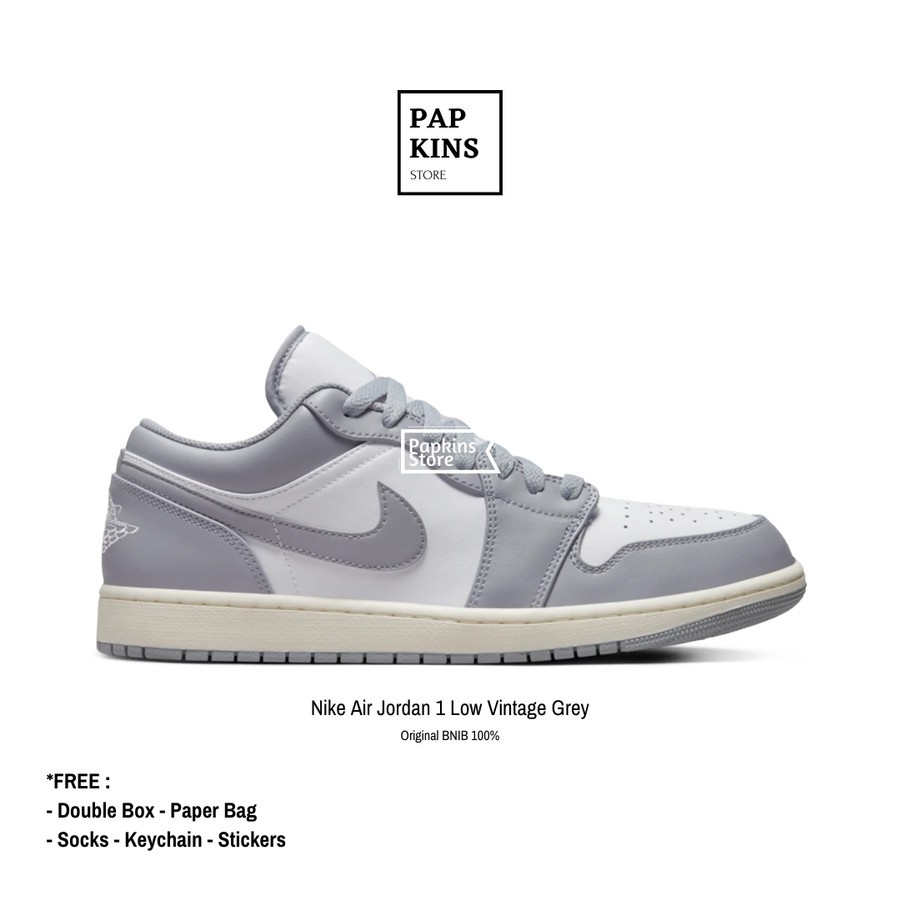 Sepatu Nike Air Jordan 1 Low Vintage Grey Brand New In Box / Sneakers Nike Pria