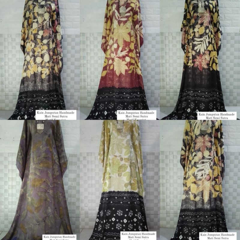 Kain jumputan semi sutra ecoprint size 3x1,15 meter