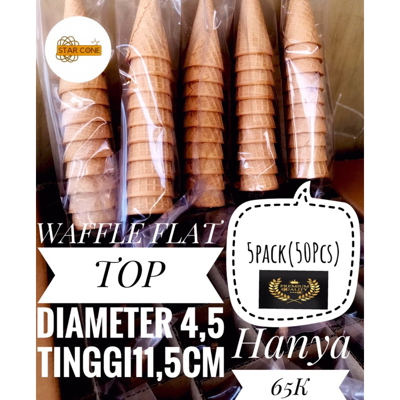 

PAKET STARCONE 50PCS WAFFLE FLAT TOP ORI Diameter4,8 Tinggi11,5cm
