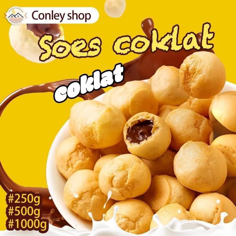 

COD Soes Coklat Cokelat 500g/1kg halal Kue Sus Kering Isi soes coklat lumer 1 kgr Enak Murah （Cemilan keluarga, cocok untuk dewasa dan anak-anak） Chocolate Food Makanan Snack