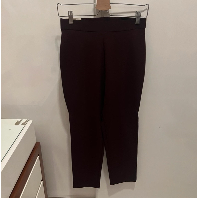 Celana wanita Uniqlo Ponte slim size M red maroon 7/8