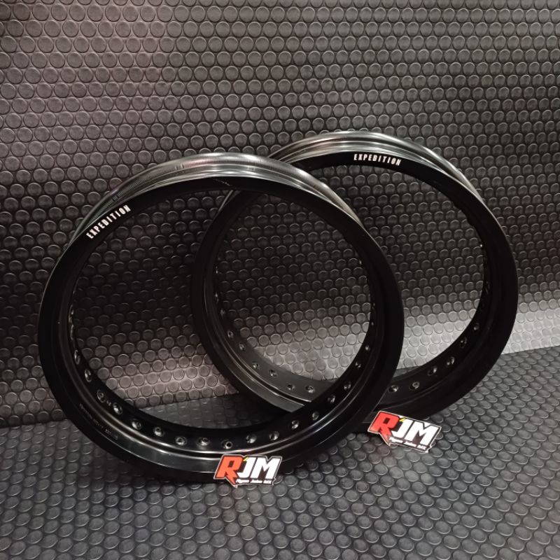 VLEG SUPERMOTO  MEREK EXPEDITION CNC DEPAN BELAKANG 300 & 350 RING 17 PELEK SUPERMOTO UNIVERSAL KLX 