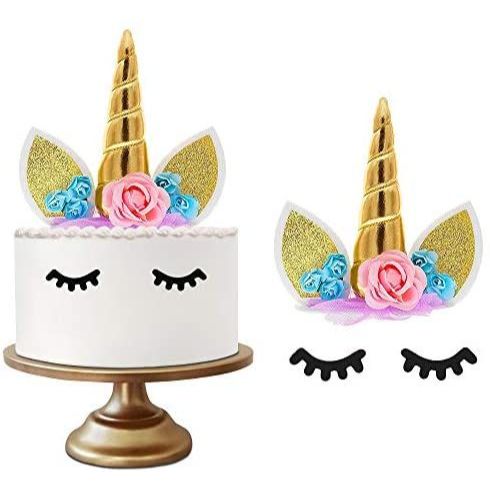Topper cake custom ucapan dan nama tema tanduk Unicorn
