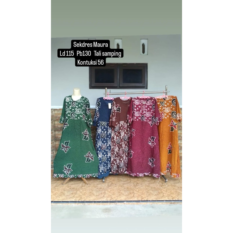 Baju Daster Maura Cap Dress Premium Pekalongan Jumbo XL LD 115 Harian Tidur Lengan Panjang Resleting