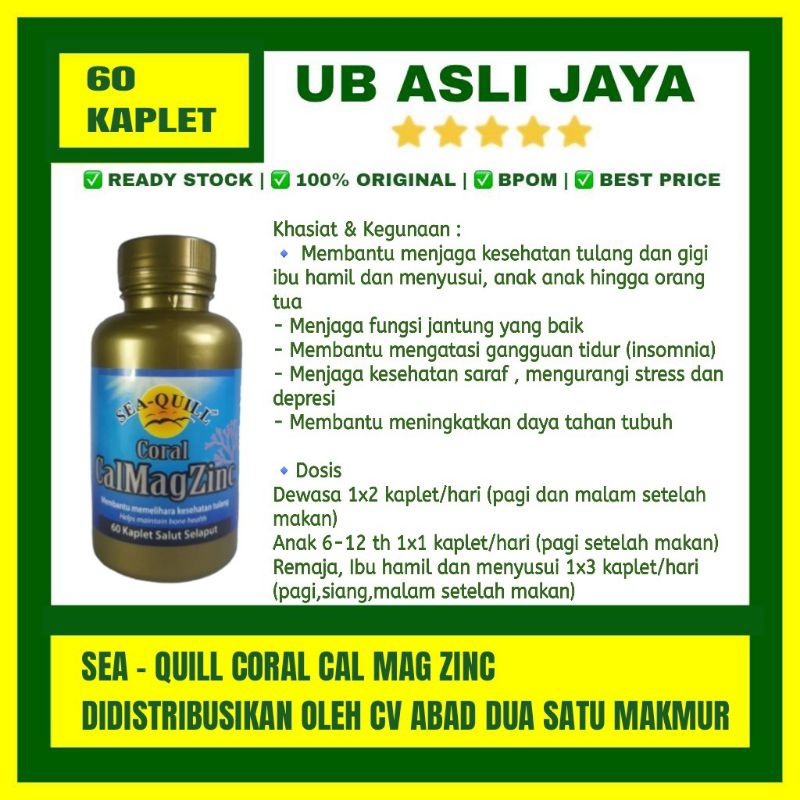 sea quill coral calmagzinc with vitamin d3 60 kaplet