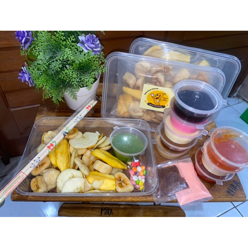 

Misang Kepo Sekumpul (kripik buah mix dengan aneka rasa dan topping) cemilan viral
