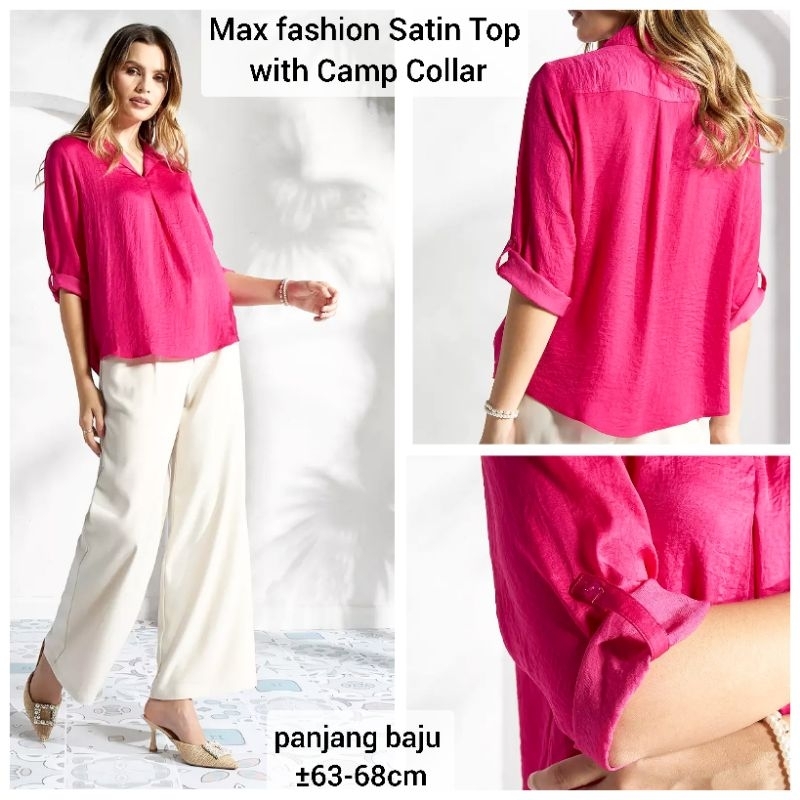 Baju Atasan Kerja Casual Formal MX fashion Camp Collar Neckline Longsleeve Blouse