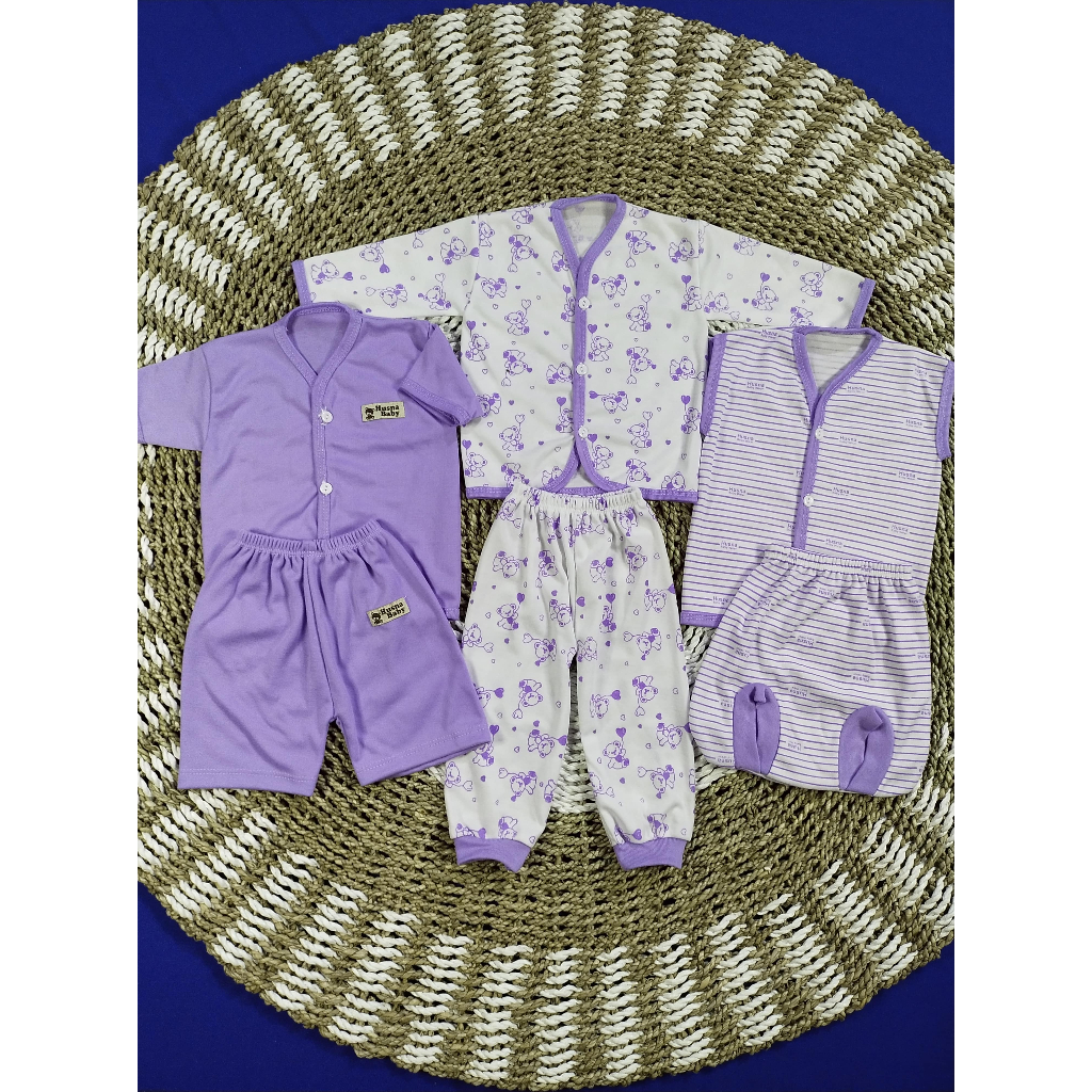 3 setel setelan baju bayi newborn 0-3 bulan laki laki perempuan seri ungu