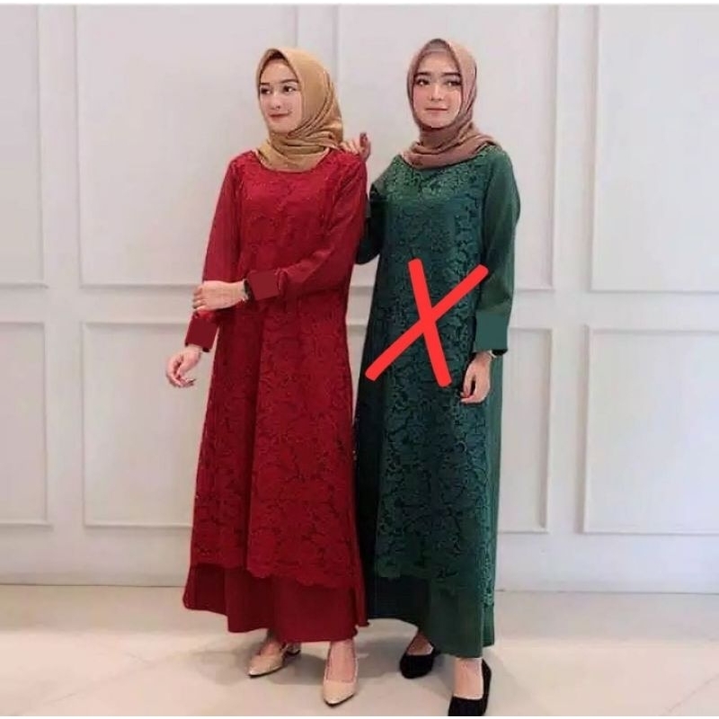 MAXY ALMA LINDA DRESS GAMIS FULL BRUKAT MAXI KEKINIAN KONDANGAN MEWAH BROKAT