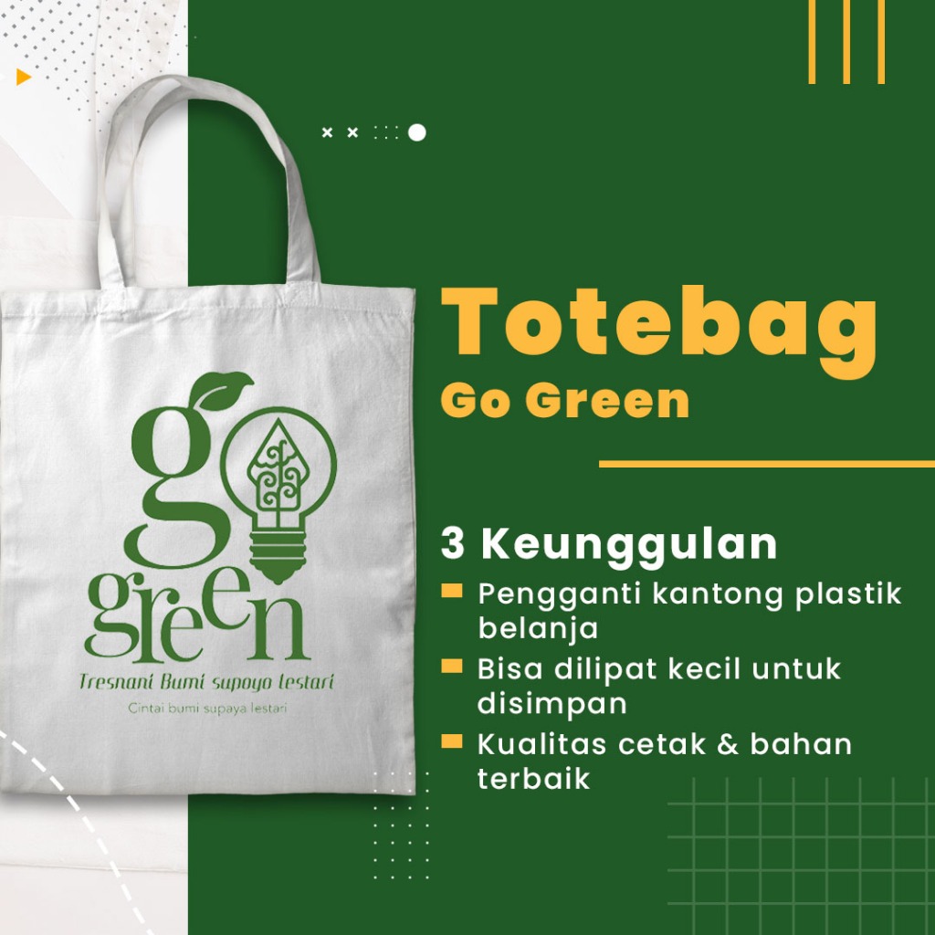 Totebag Tema Go Green Tas Belanja Kain Blacu