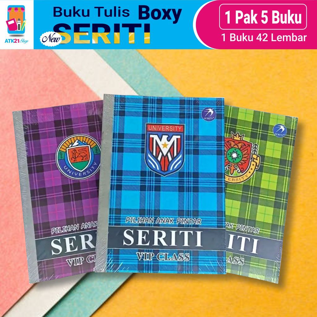 

SERITI Buku Tulis Sekolah By Paper Star 42 Lembar Pack Isi 5pcs - Ukuran(25x18Cm)