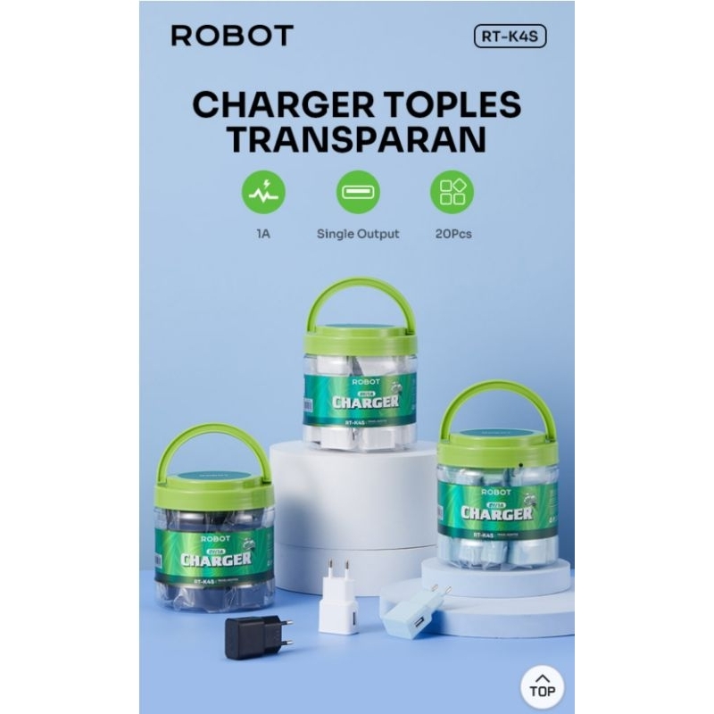 Batok Cas ROBOT Charger RT-K4s Putih (1 Toples 20 pcs)