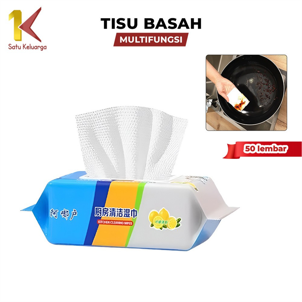 Satu Keluarga Tisu Basah Dapur Pembersih Minyak Isi 50 Lembar C1090 Tissue Lap Kompor Serbaguna