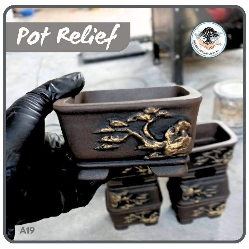 Pot Bonsai Mame Relief Pot Semen Relief