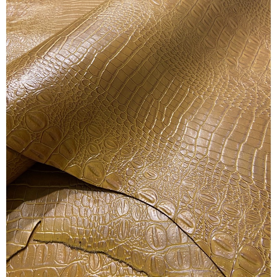 Kulit sapi asli lembaran motif buaya (Croco emboss leather)