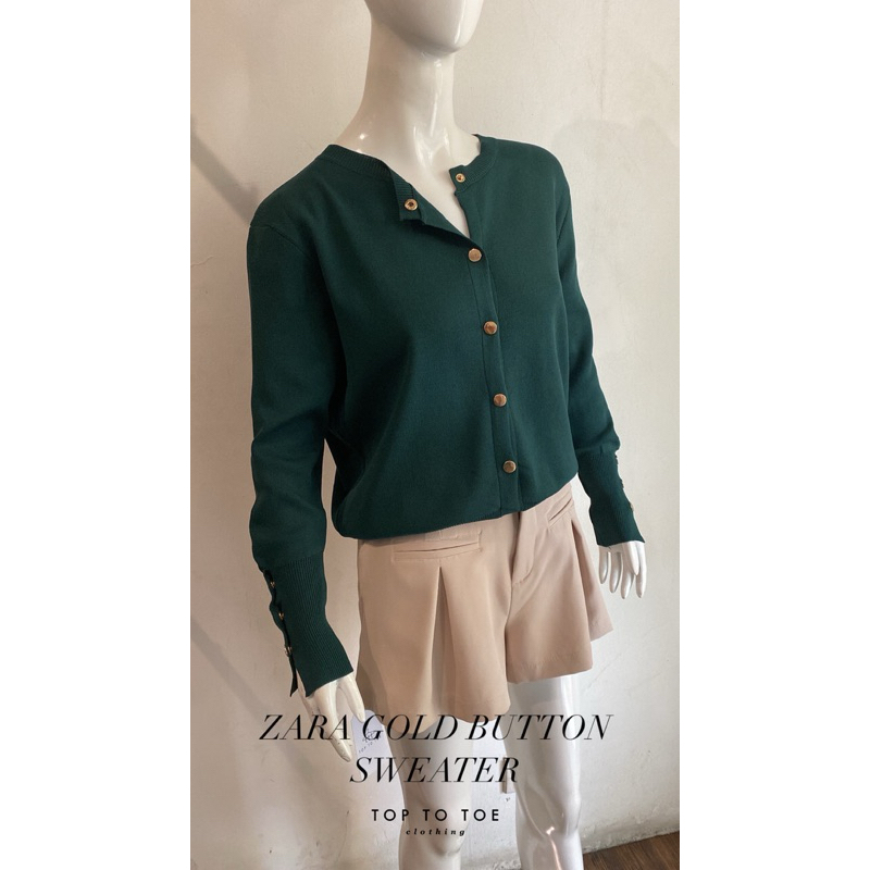 ZARA GOLDEN BUTTON SWEATER