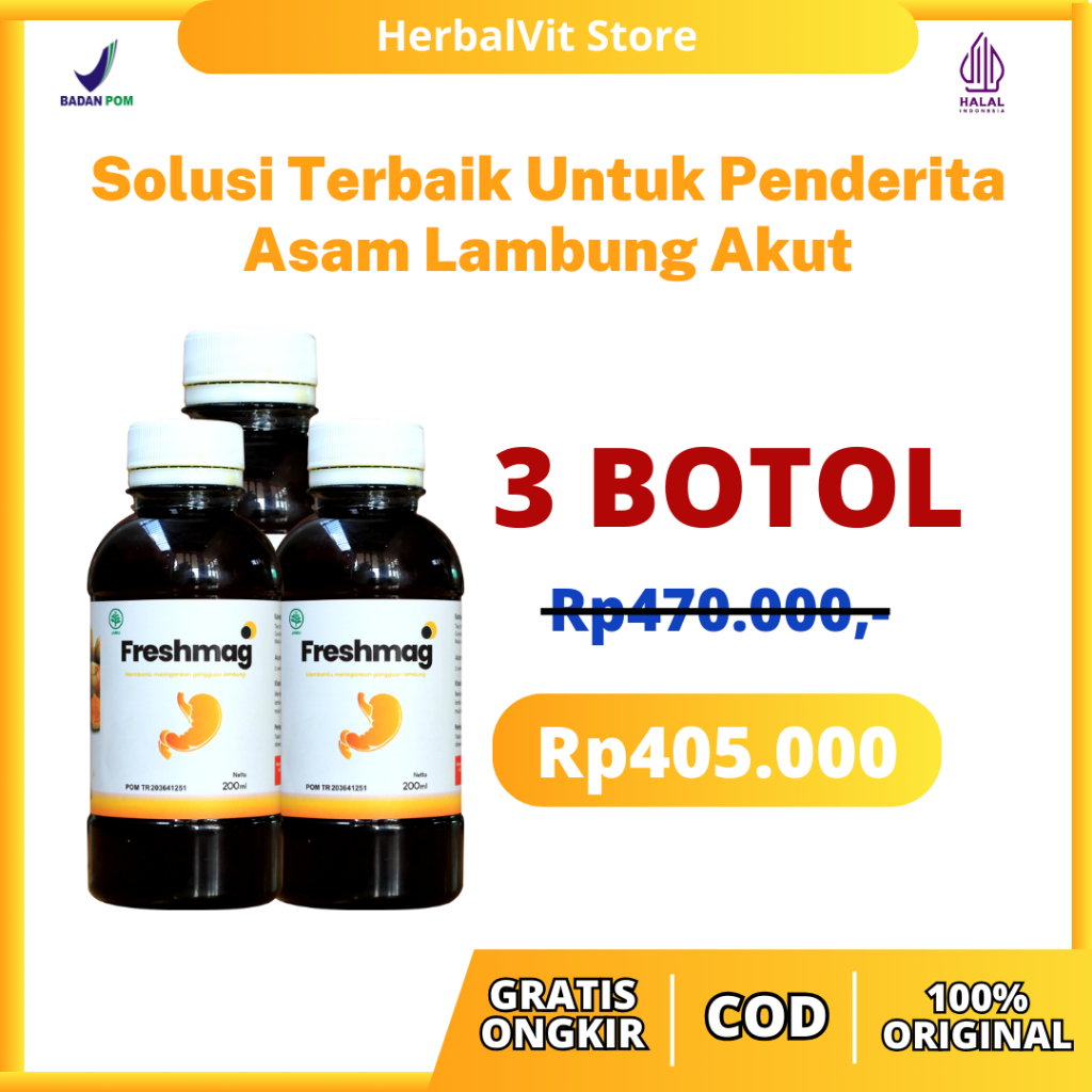 

Paket 3 Box Freshmag Madu Herbal | Solusi Terbaik Untuk Atasi Asam Lambung Kronis dan Kanker Usus