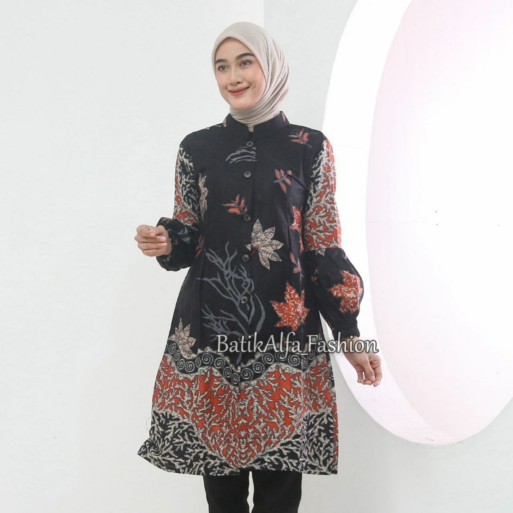 Baju Batik Black Three Couple Sarimbit Pasangan Lengan Panjang Jumbo M L XL XXL XXXL