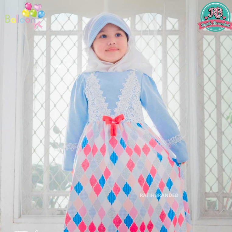 DRESS MUSLIM PARTY BALLOON BAJU PESTA MUSLIM ANAK PEREMPUAN GAMIS ORIGINAL MATAHARI SALE FREE HIJAB