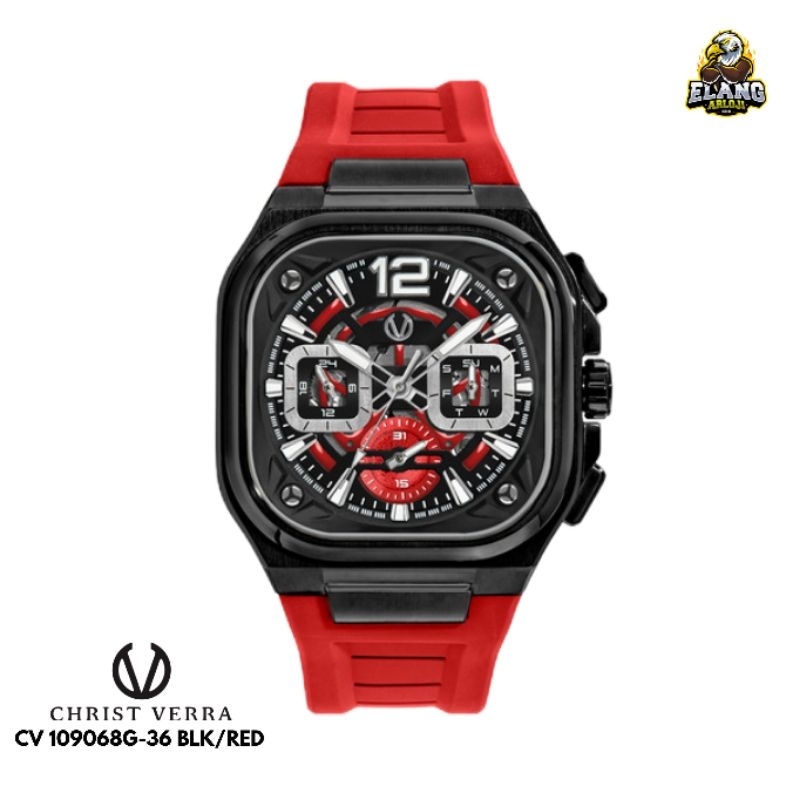 JAM TANGAN PRIA CHRIST VERRA CV 109068G-36 BLK/RED ORIGINAL