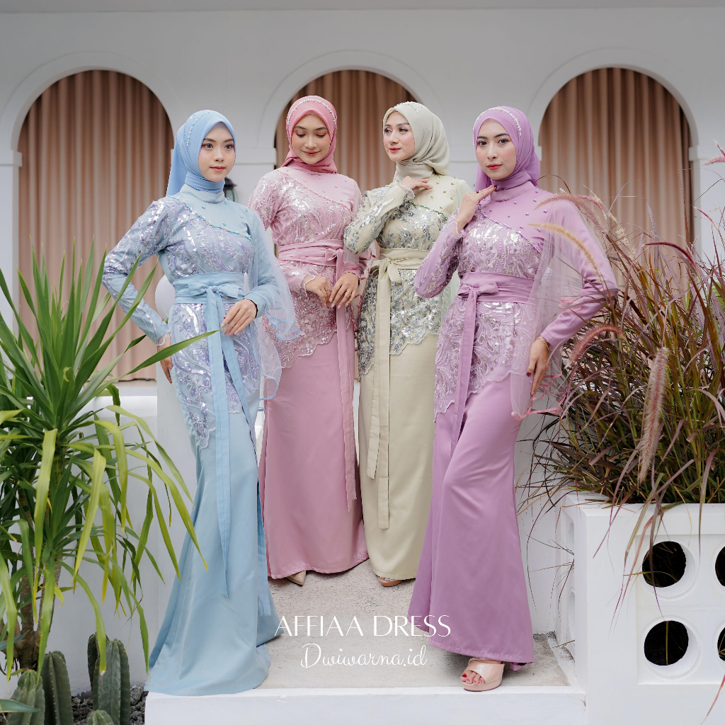 Affia Dress Satin Brokat By Graceful Model A Line Terbaru Muslimah Baju Lamaran