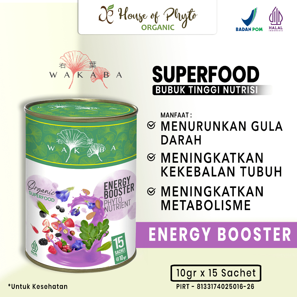 

Wakaba Superfood Energy Booster , Tinggi kalsium vitamin E & D dan meningkatkan energi - 150g
