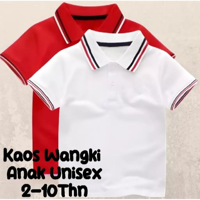 kaos polo anak warna merah putih// kaos kerah anak kaos anak wangky