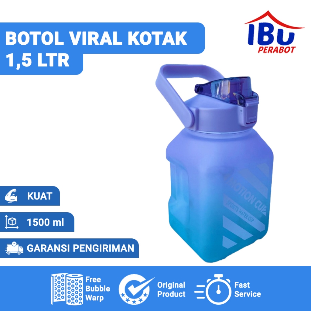 BOTOL VIRAL KOTAK 1,5 LTR / botol minum viral unik / botol minum
