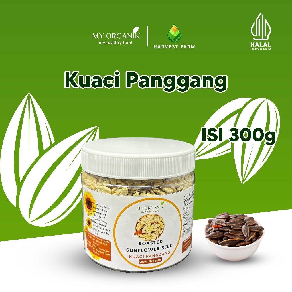 

My Organik kuaci Sunflower Seed roasted 300 gr kuaci Biji bunga Matahari panggang kupas Natural Premium