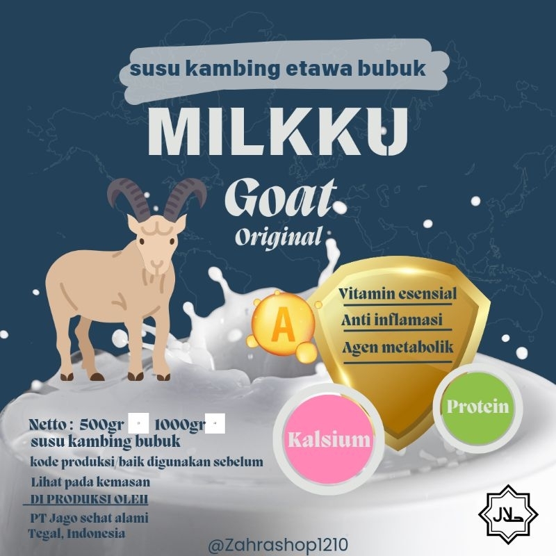 

MIlKKU GOAT susu kambing segar etawa bubuk kemasan alumunium foill 1KG